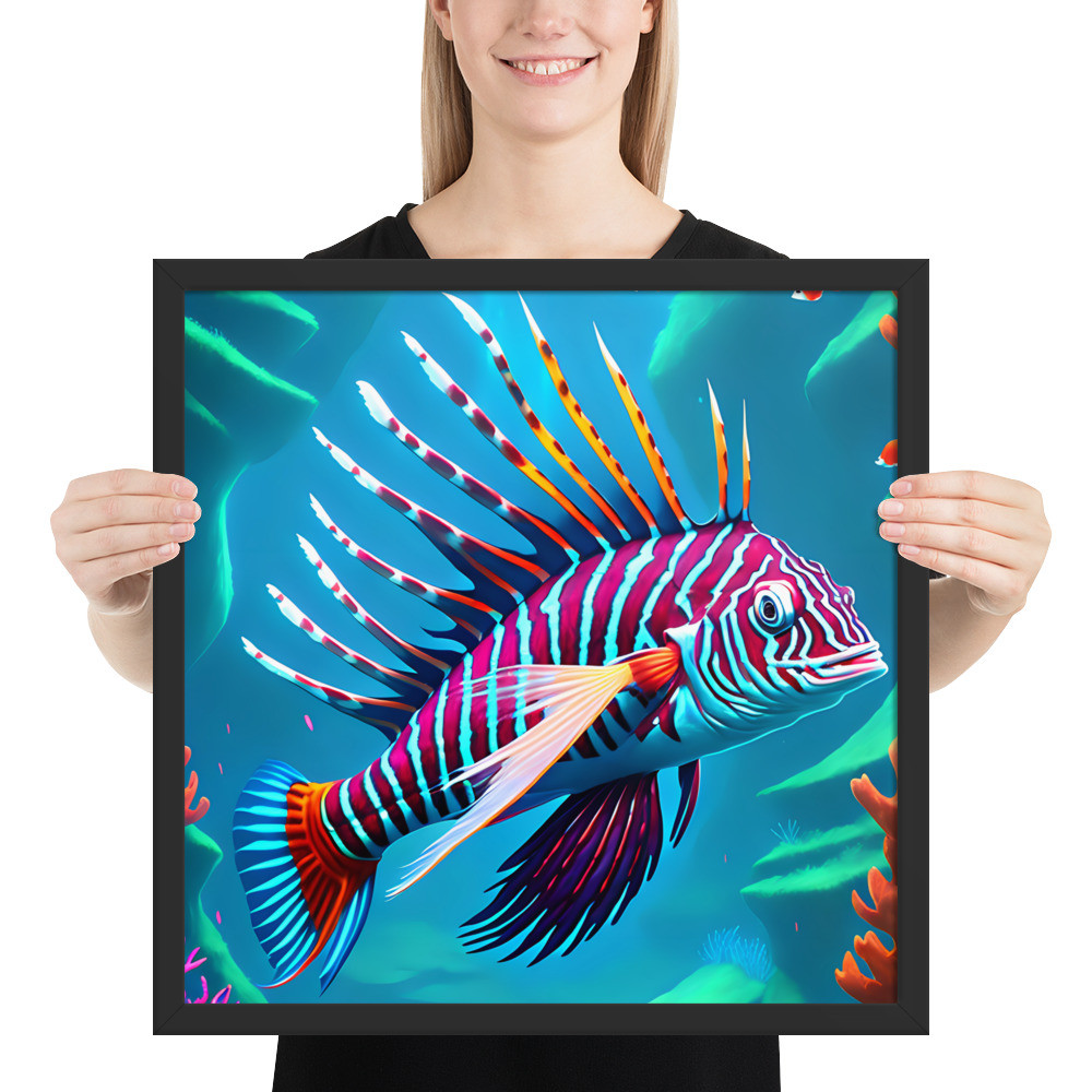 Lion Fish - 18" x 18" Framed Poster