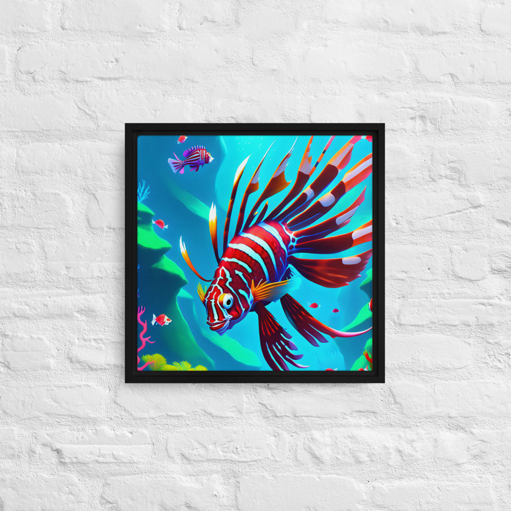 Lion Fish 2 - 16" x 16" Framed Canvas Art