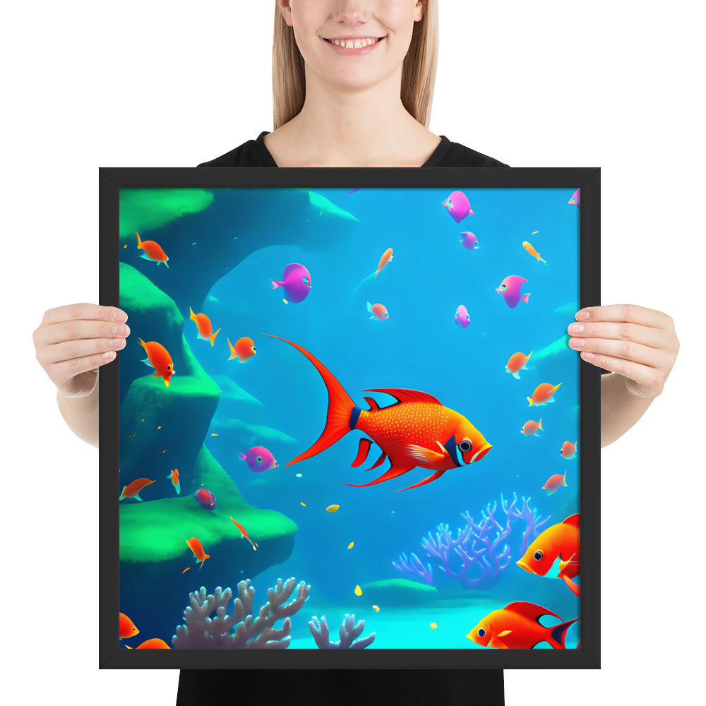 Flame Angelfish - 18" x 18" Framed Poster