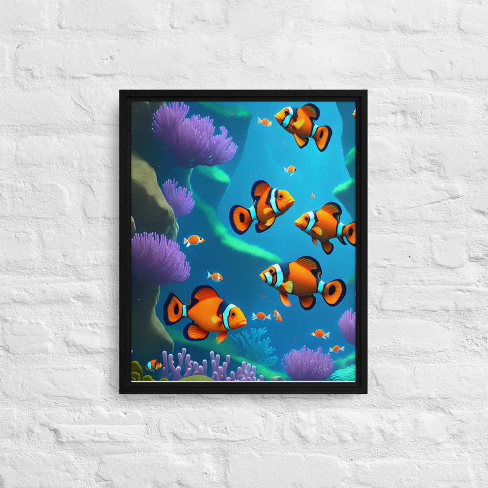 Clownfish - 16" x 20" Framed Canvas Art