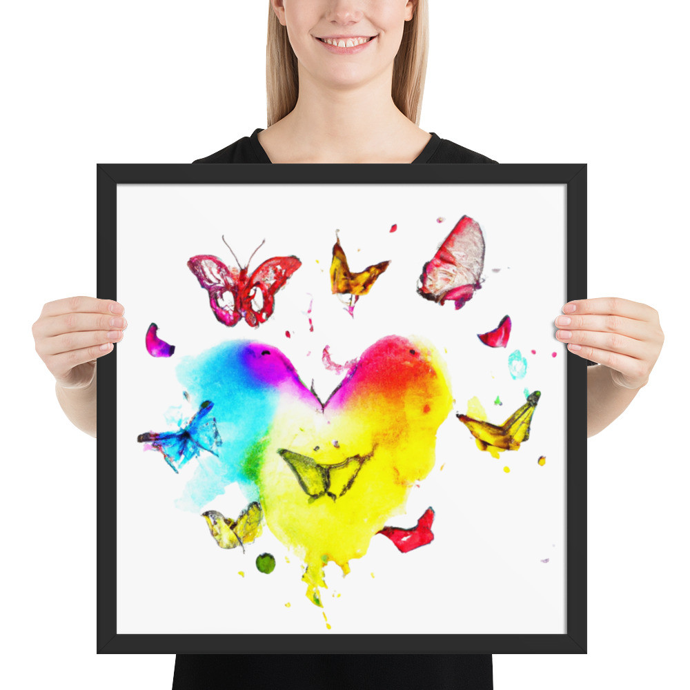 Butterfly Heart - 18" x 18" Framed Poster