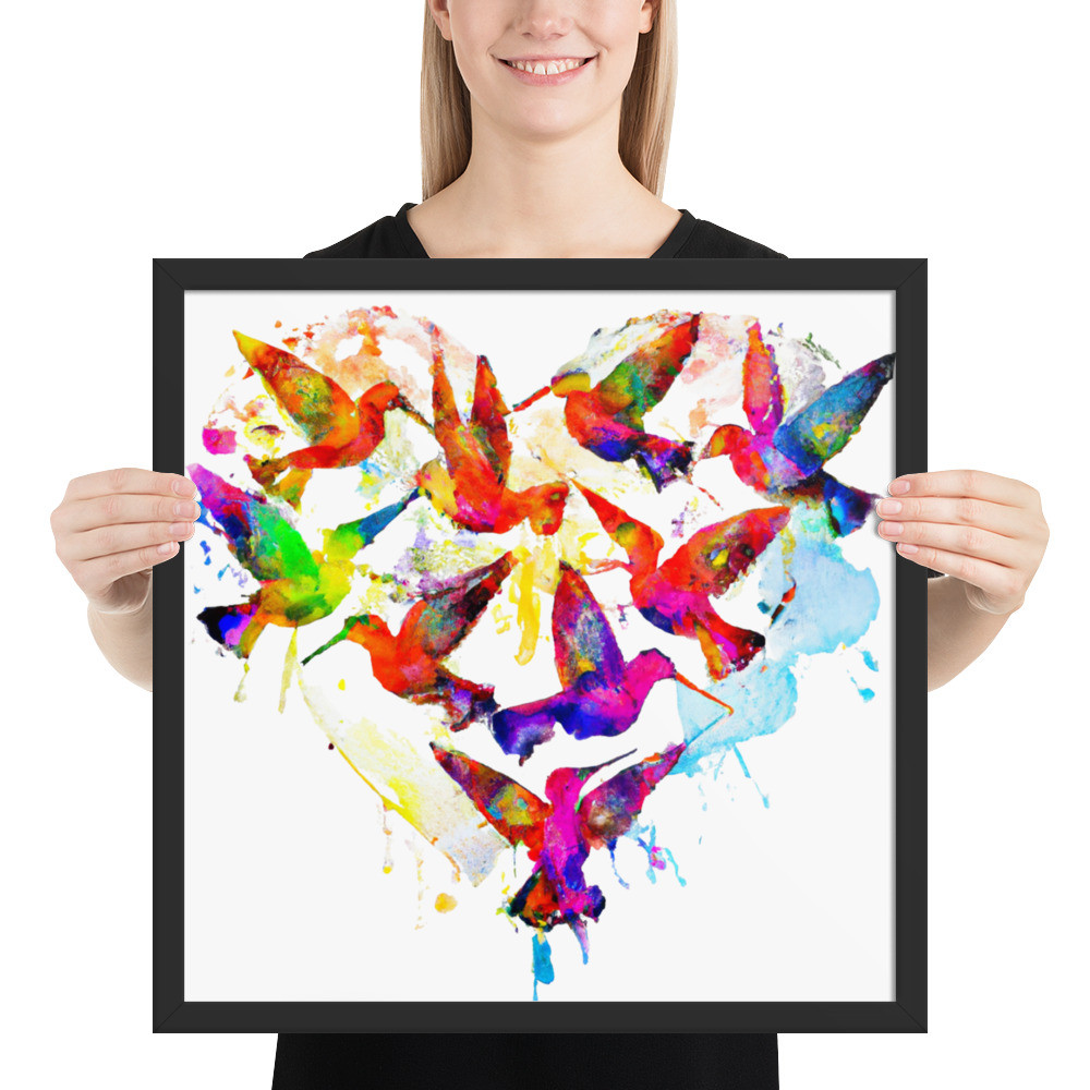 Hummingbird Heart - 18" x 18" Framed Poster