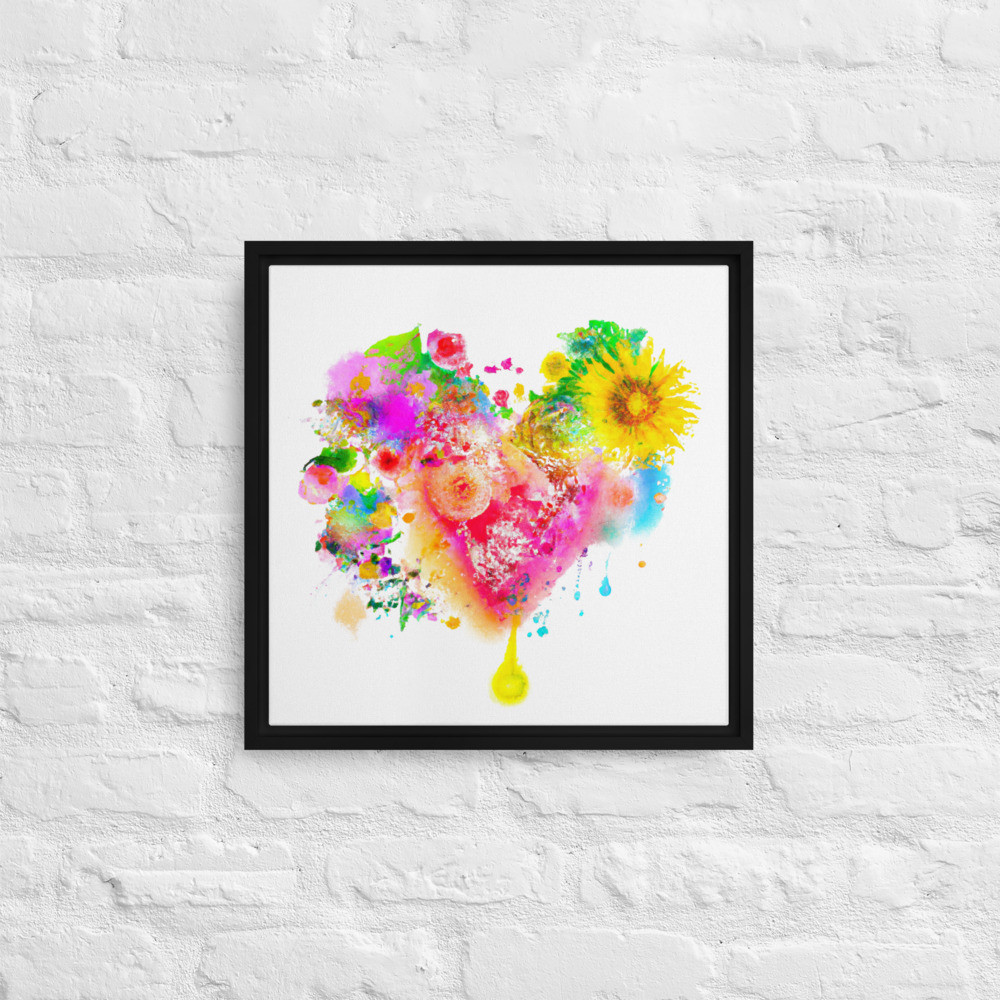 Flower Heart - 16" x 16" Framed Canvas Art