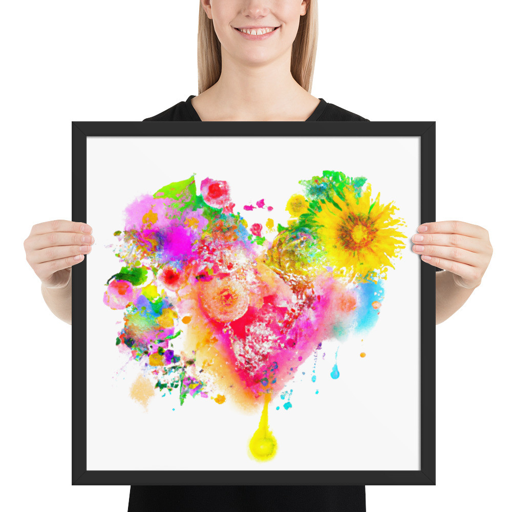 Flower Heart - 18" x 18" Framed Poster