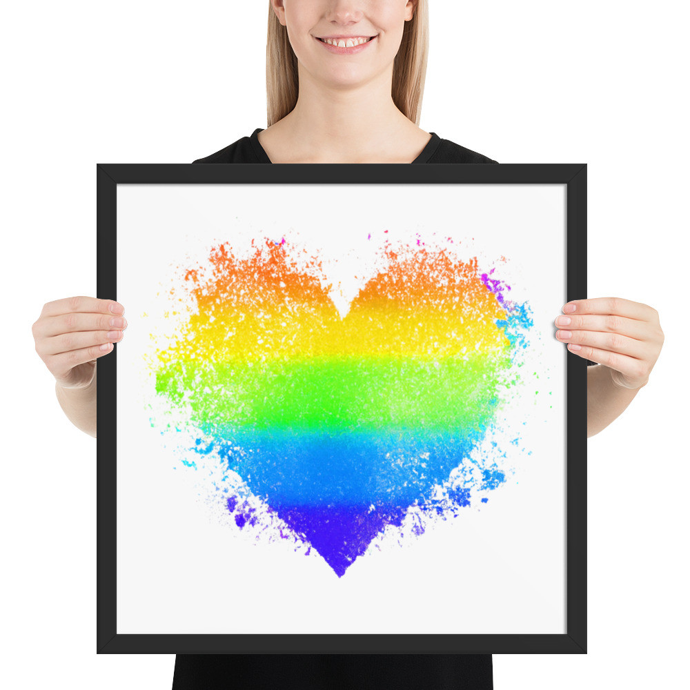 Rainbow Heart - 18" x 18" Framed Poster