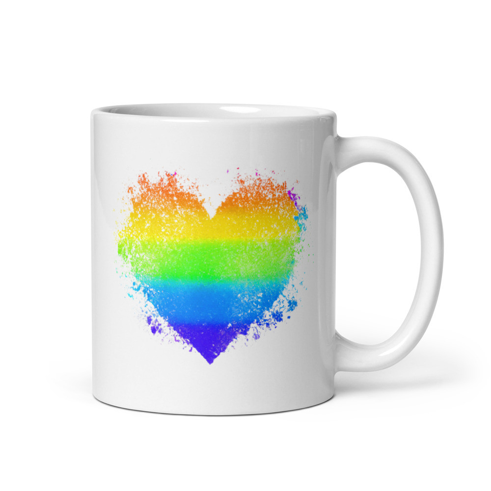 Rainbow Heart - White Glossy Mug