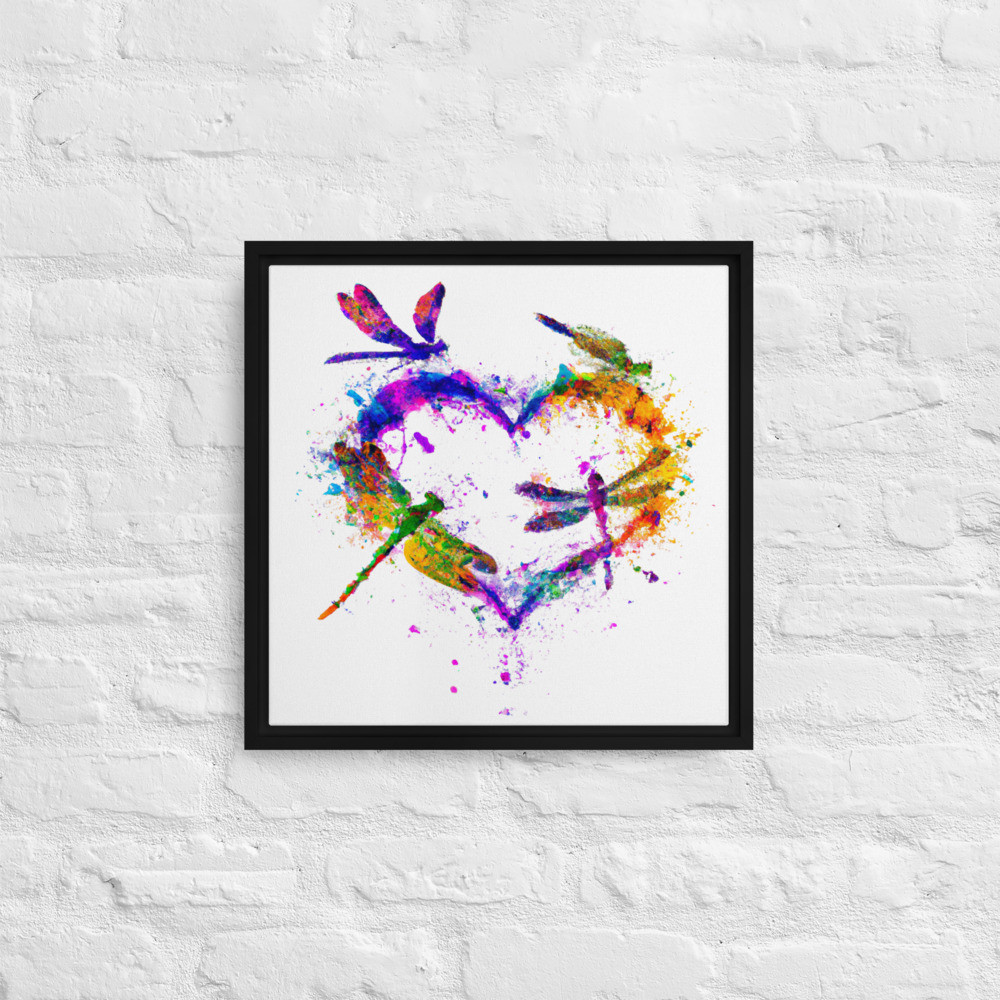 Dragonfly Heart - 16" x 16" Framed Canvas Art