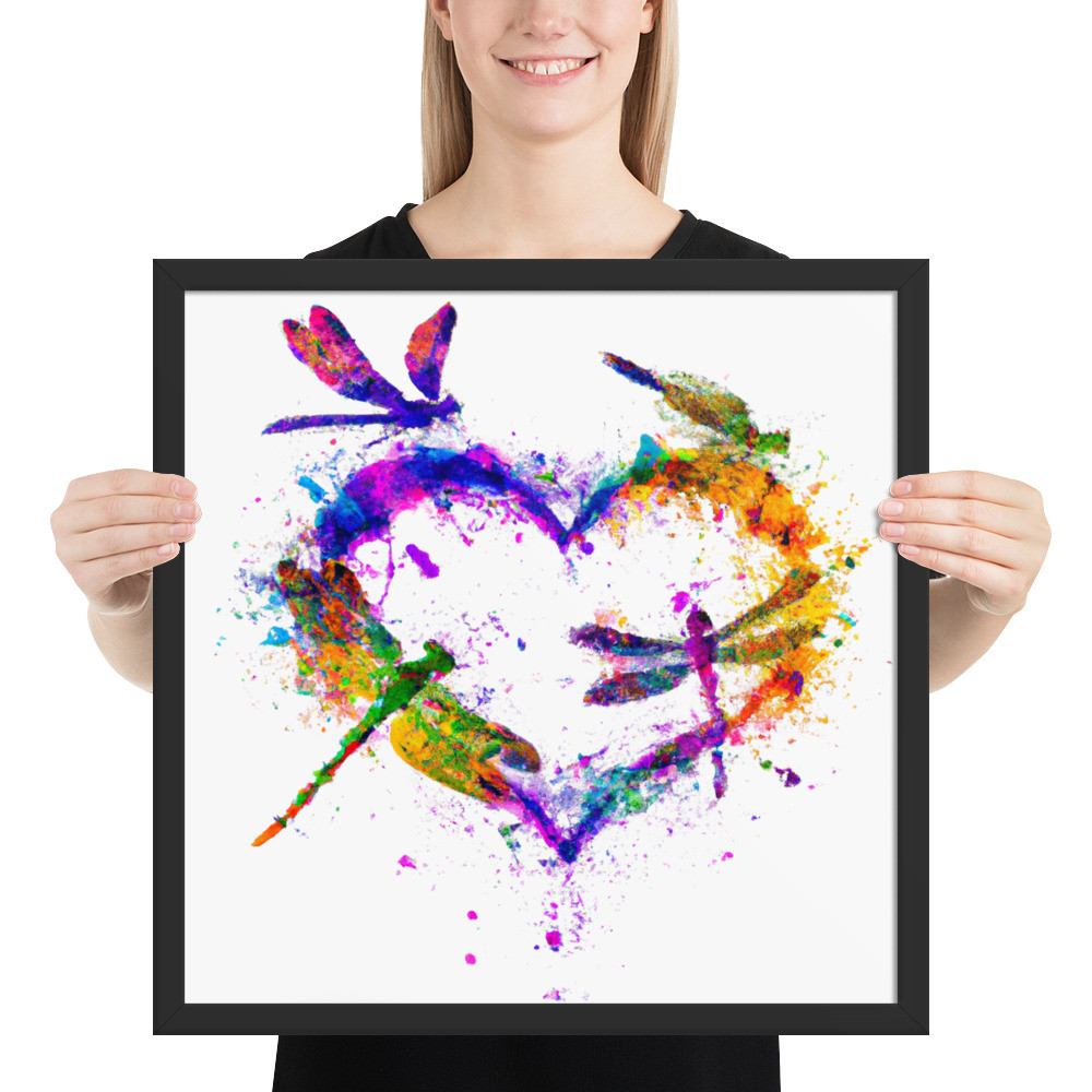 Dragonfly Heart - 18" x 18" Framed Poster