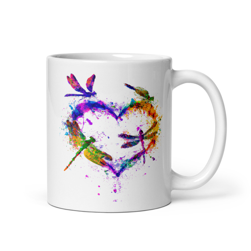 Dragonfly Heart - White Glossy Mug