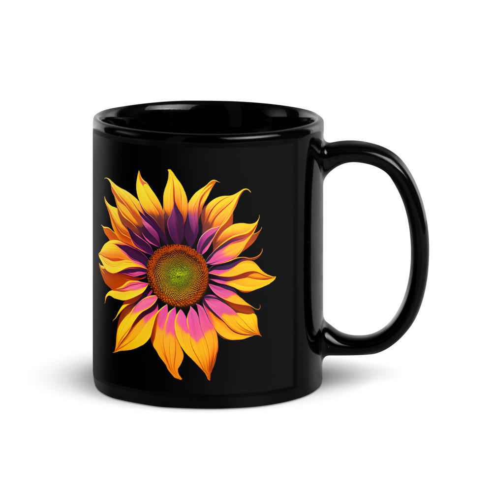 Sunflower - Black Glossy Mug