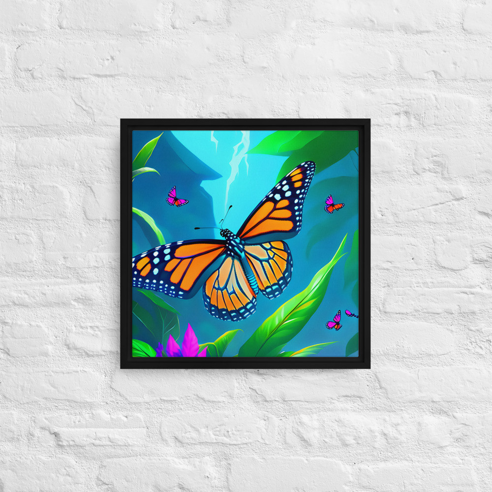 Monarch Butterfly - 16" x 16" Framed Canvas Art