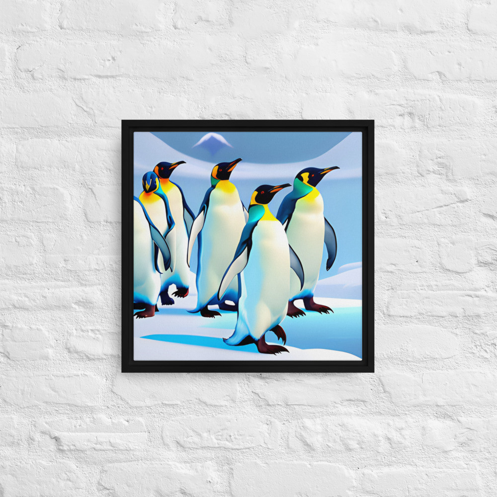 Emperor Penguins - 16" x 16" Framed Canvas Art