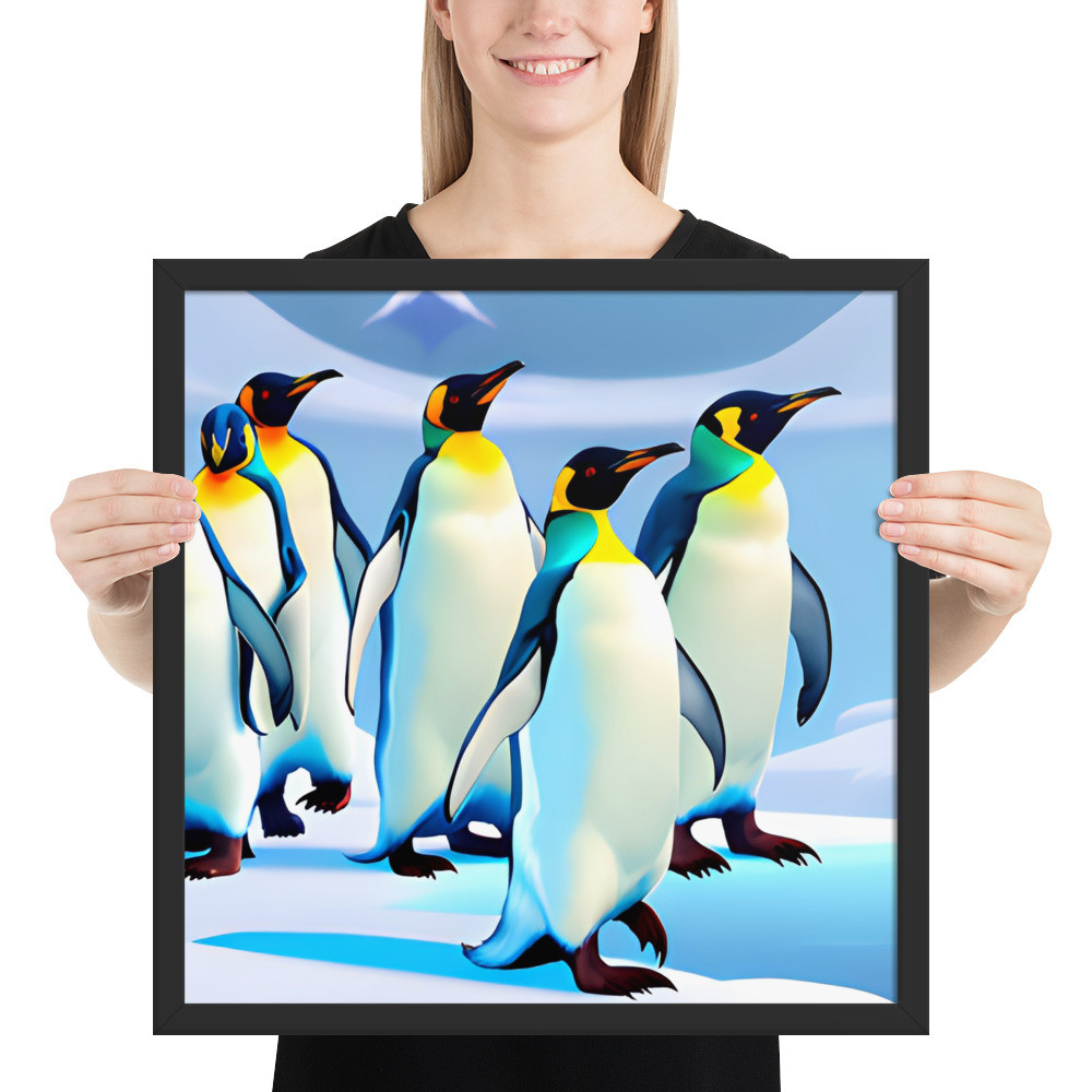Emperor Penguins - 18" x 18" Framed Poster
