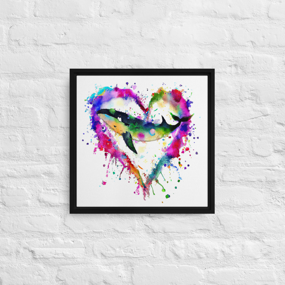 Whale Heart - 16" x 16" Framed Canvas Art