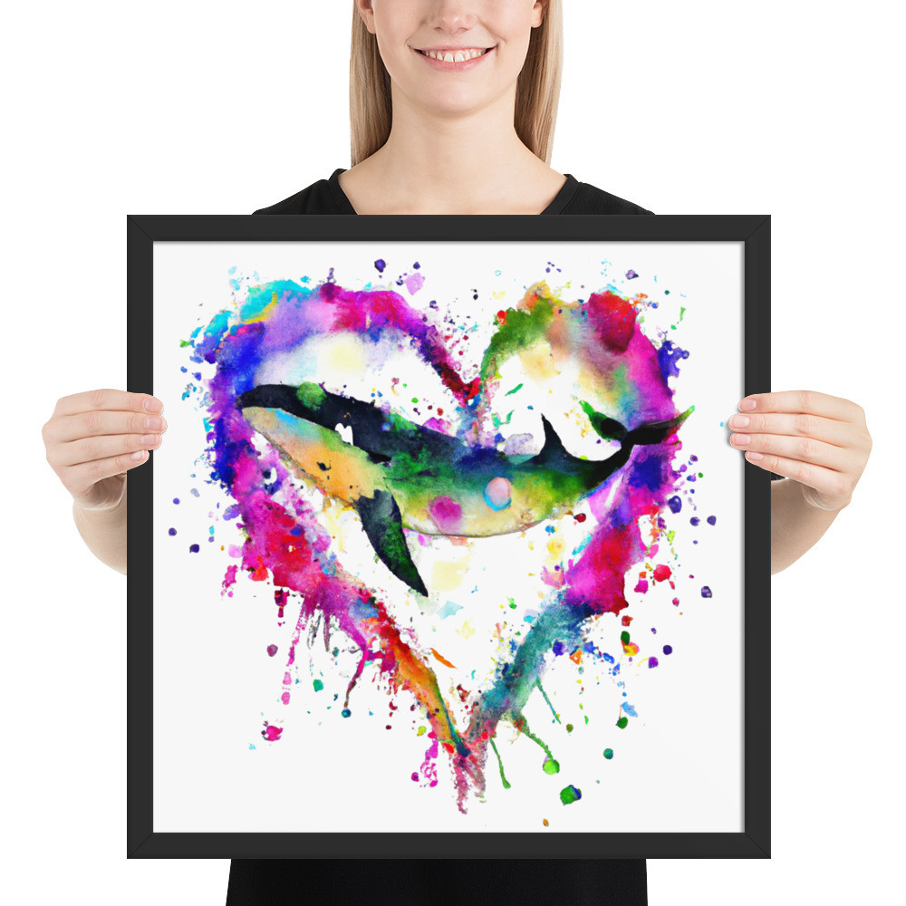 Whale Heart - 18" x 18" Framed Poster