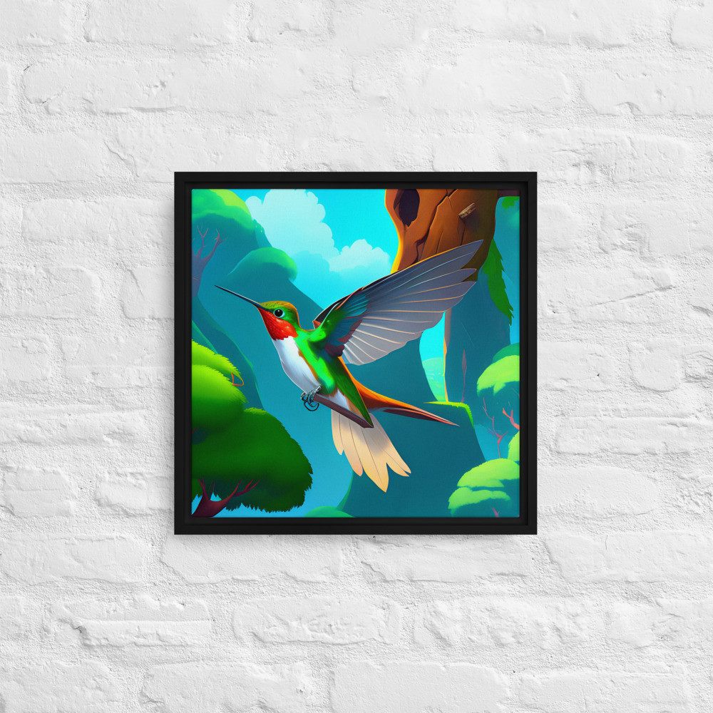 Hummingbird - 16" x 16" Framed Canvas Art