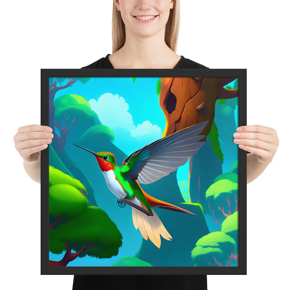 Hummingbird - 18" x 18" Framed Poster