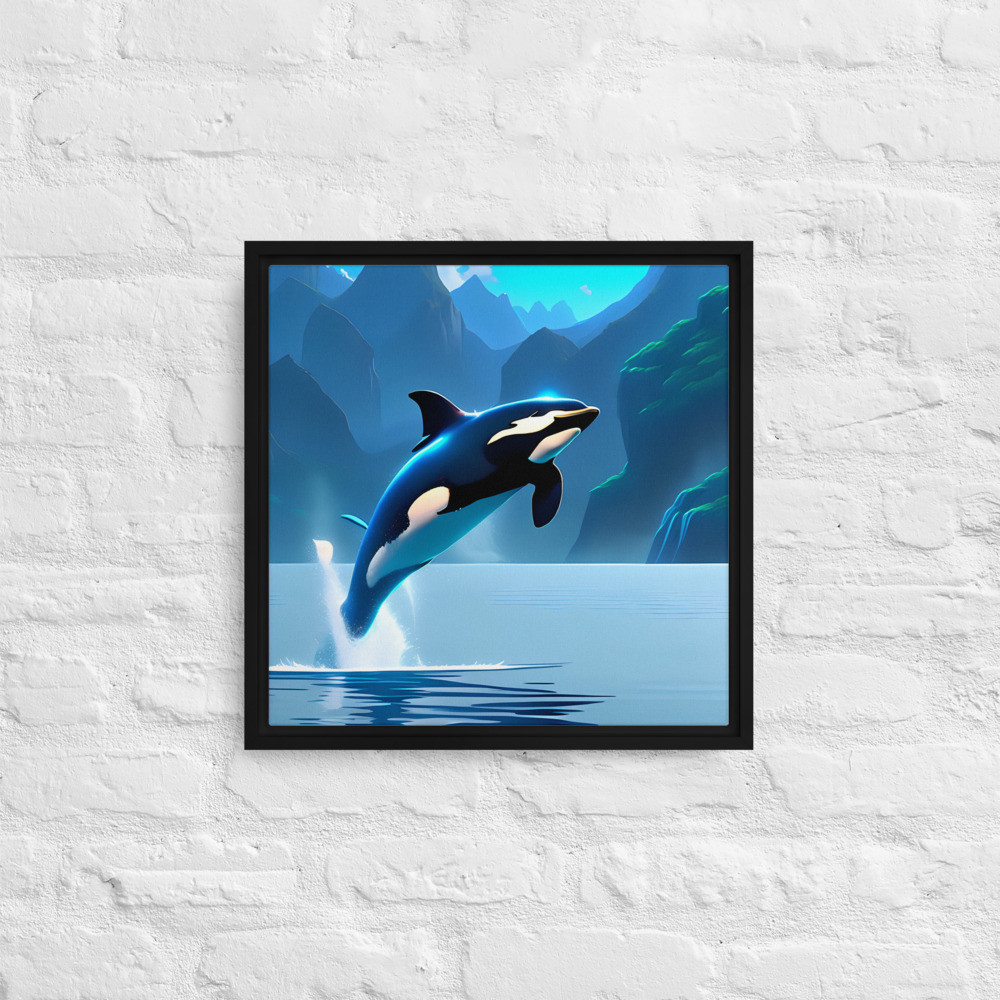 Orca Whale - 16" x 16" Framed Canvas Art