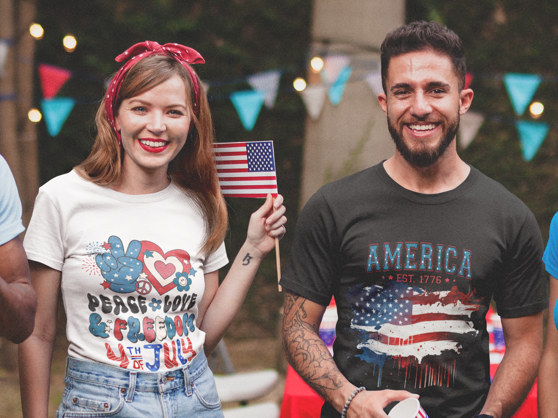 Peace Love & Freedom  -  (July 4th Design) - Unisex Ultra Cotton Tee