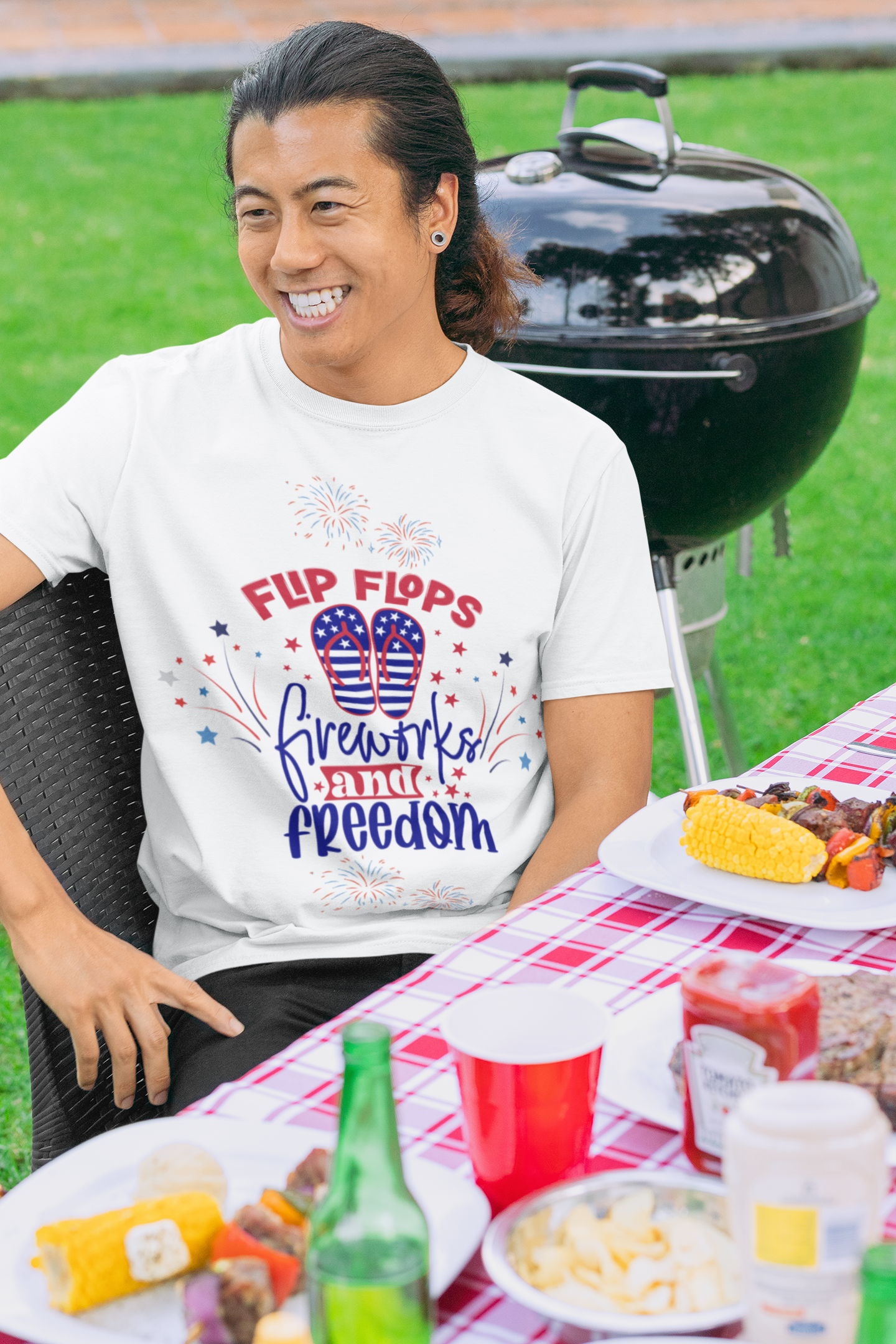 Flip flops and Fireworks -  (July 4th Design) - Unisex Ultra Cotton Tee