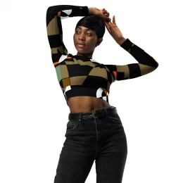 Check Face Army Recycled long-sleeve crop top