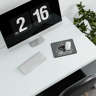 Grey Non-Slip Mouse Pad: Detect Or Die! Logo