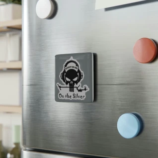 Porcelain Magnet, Square: Gray Detect Or Die! Logo