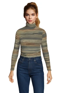 Striped Jersey Turtleneck