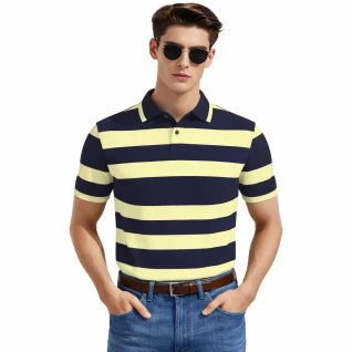 Men's Polo Shirt Navy Stripes