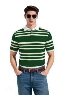 Men's Polo Shirt Green Stripes