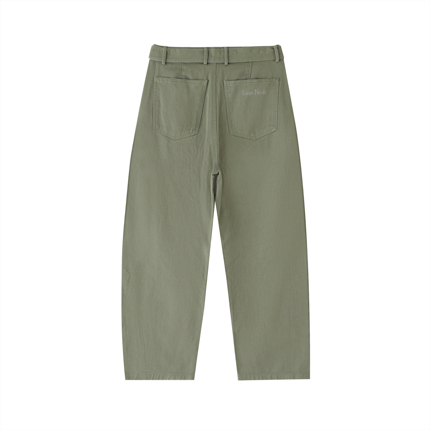 Belted Barrel Cotton Pants