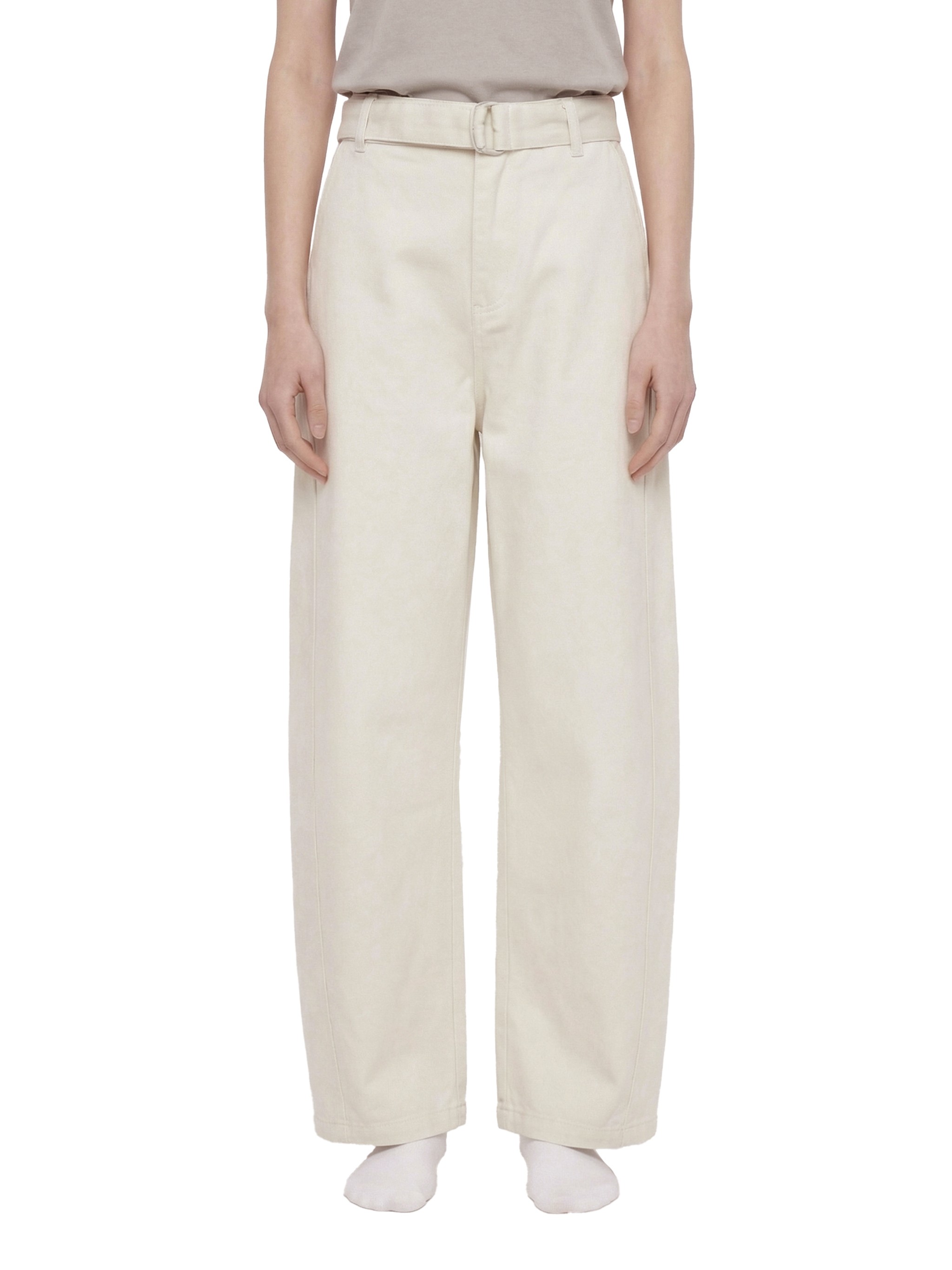 Belted Barrel Cotton Pants