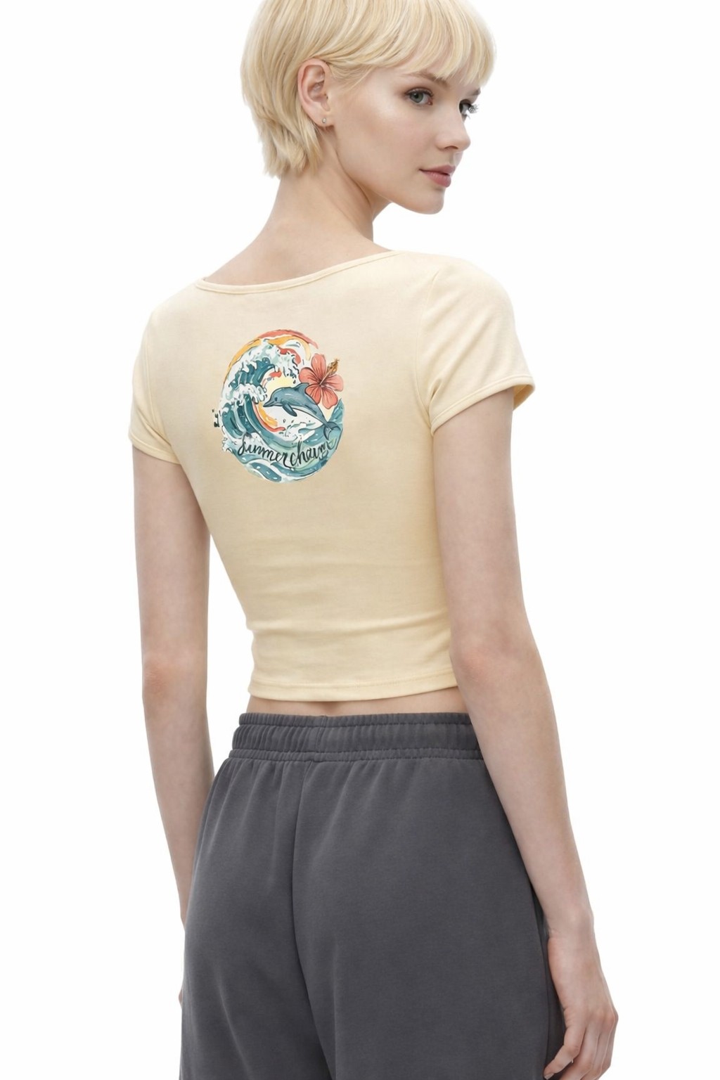 Slim Cap Sleeve Crop Tee