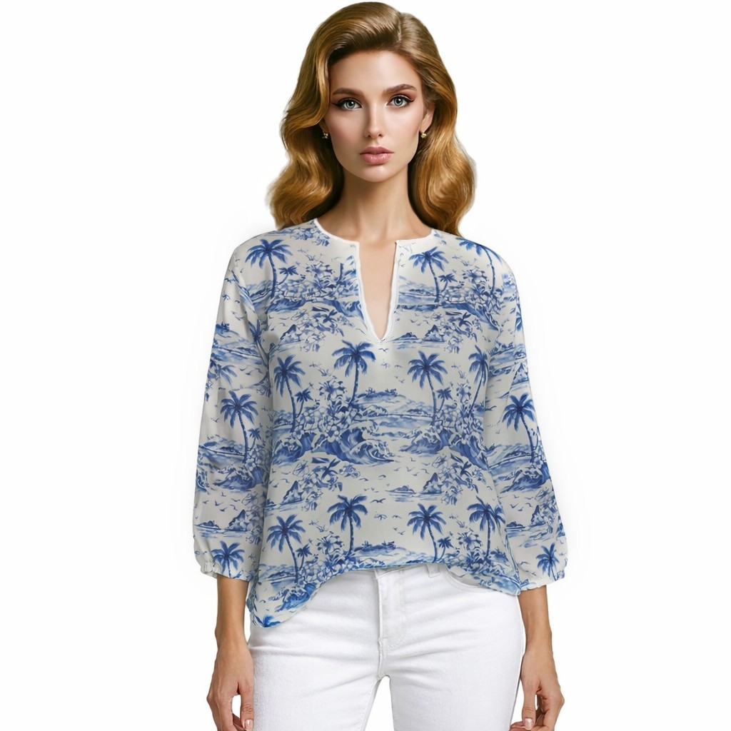Smooth Crepe Blouse Azul