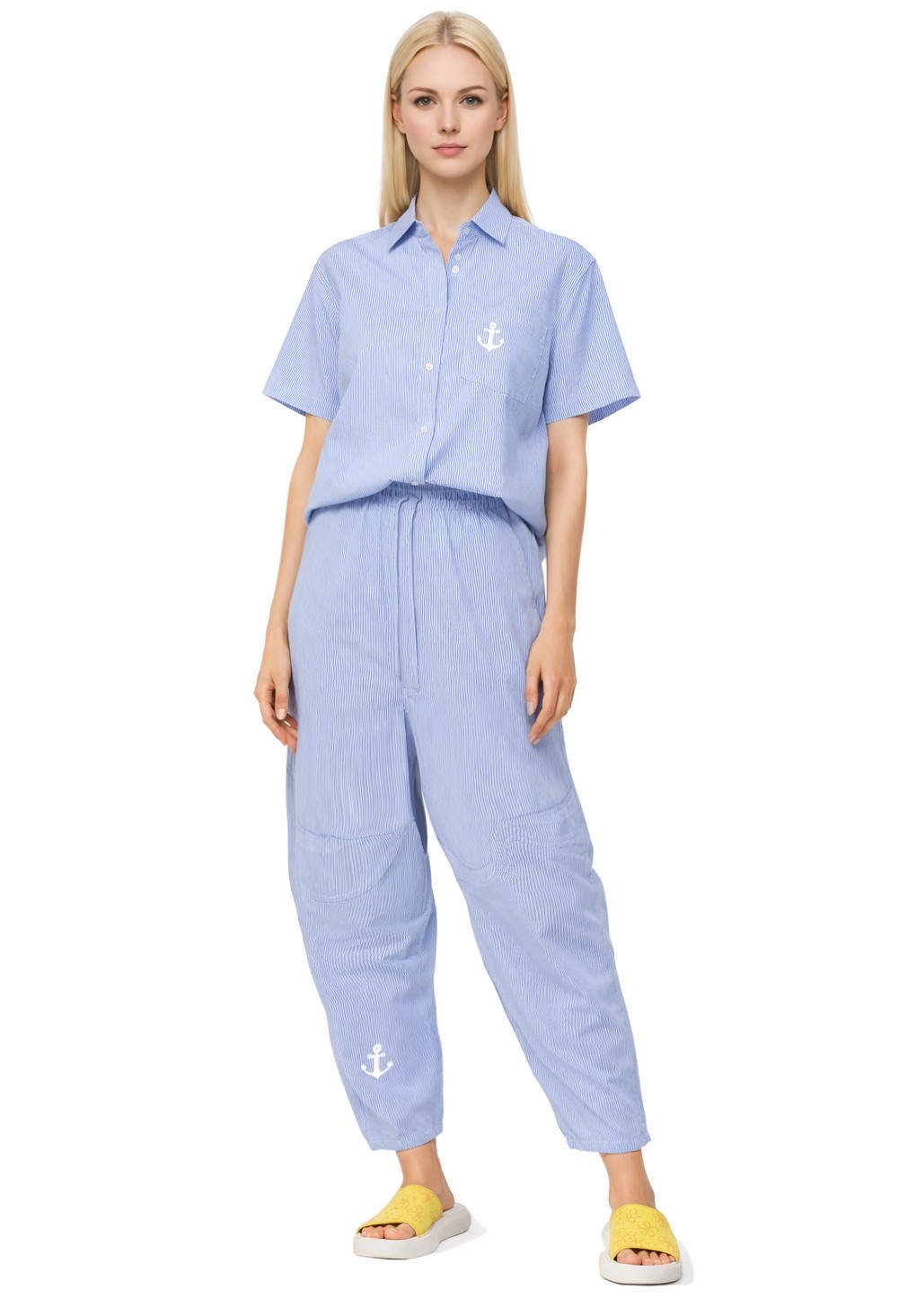Striped Drawstring Barrel Pants Neva
