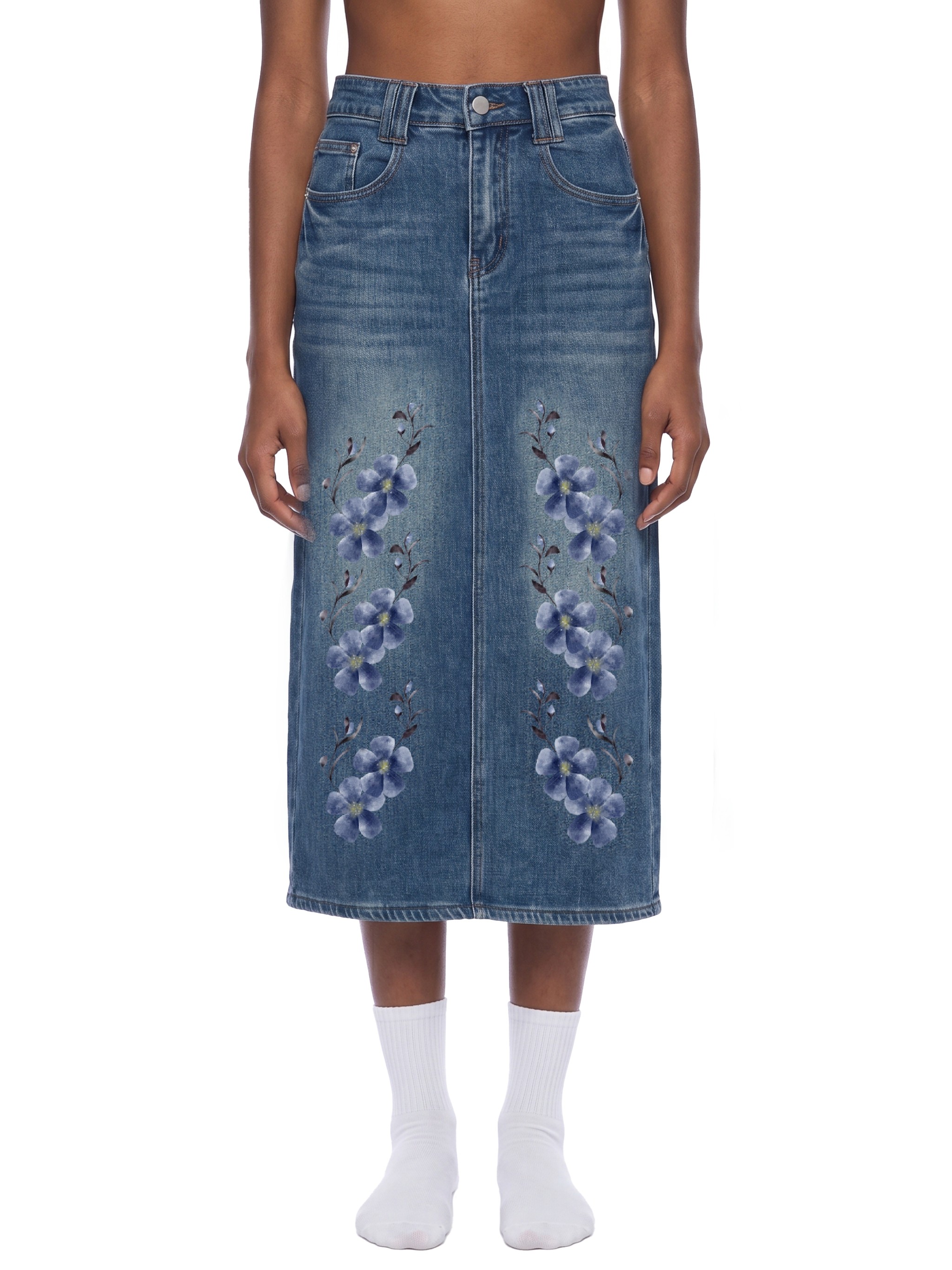 Denim Midi Skirt