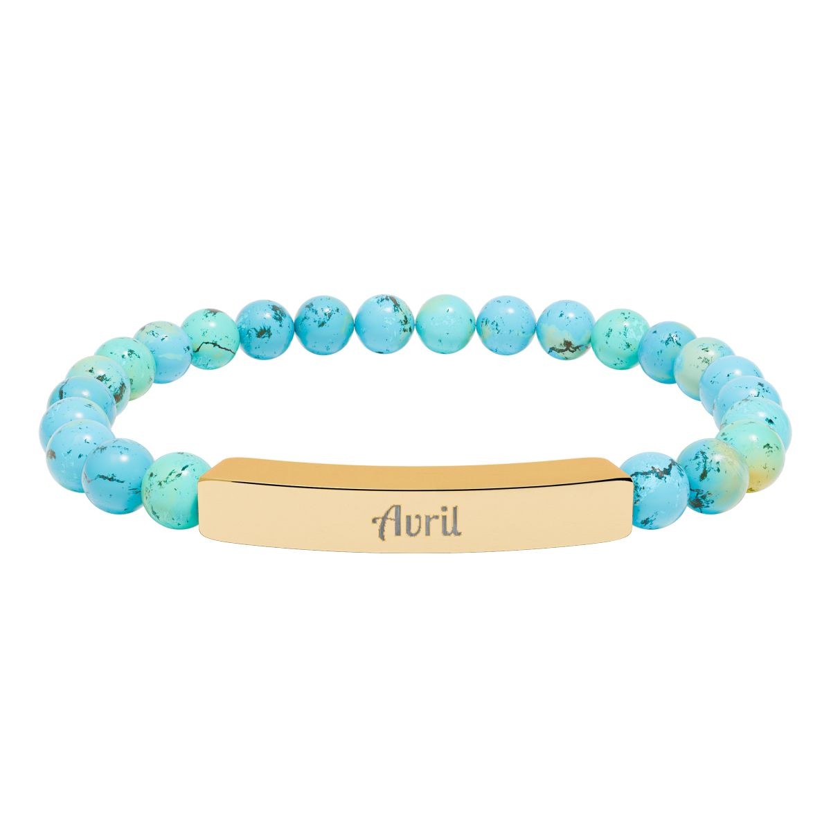 Engraved Bar Beaded Bracelet
