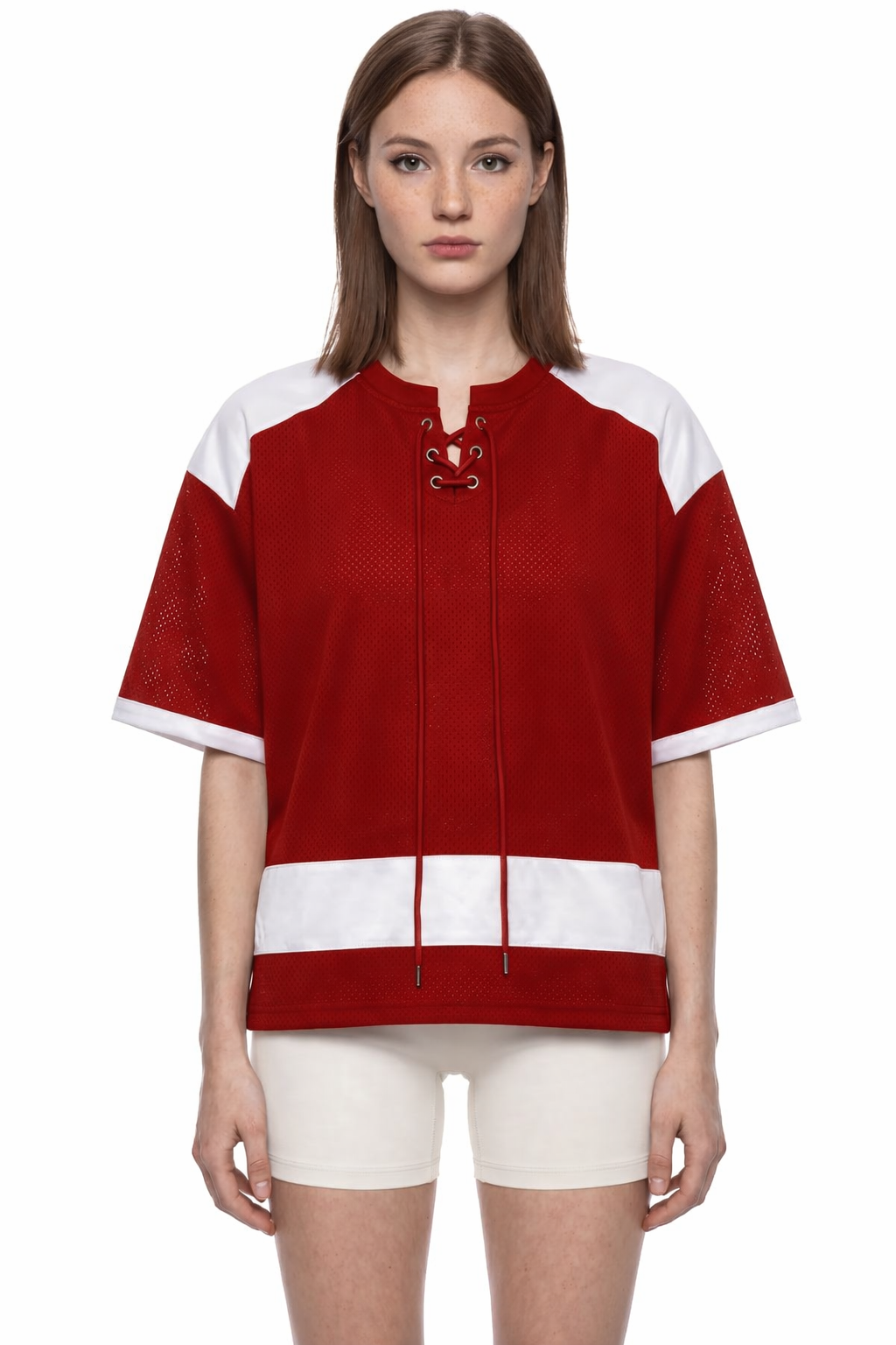 Lace Up Mesh T-Shirt
