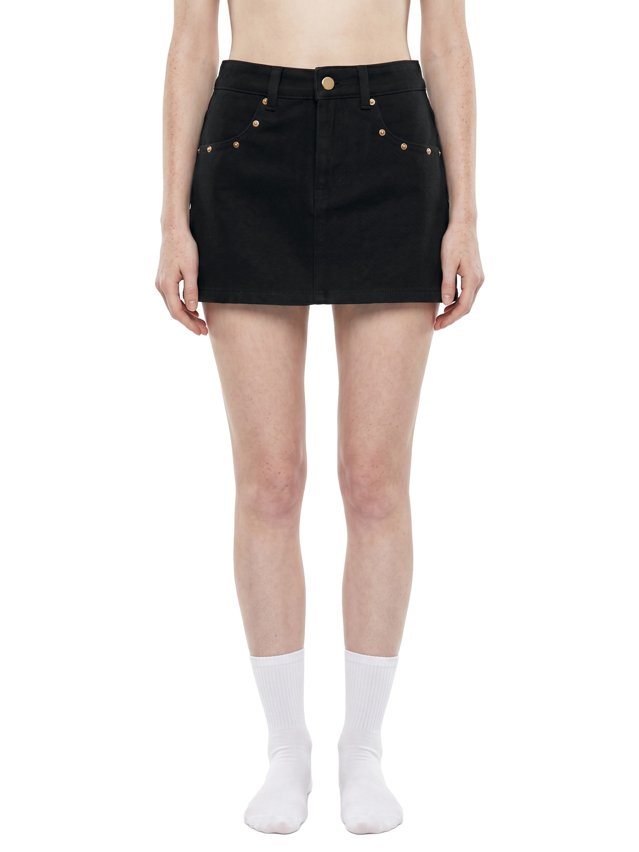 Studded Denim Mini Skirt