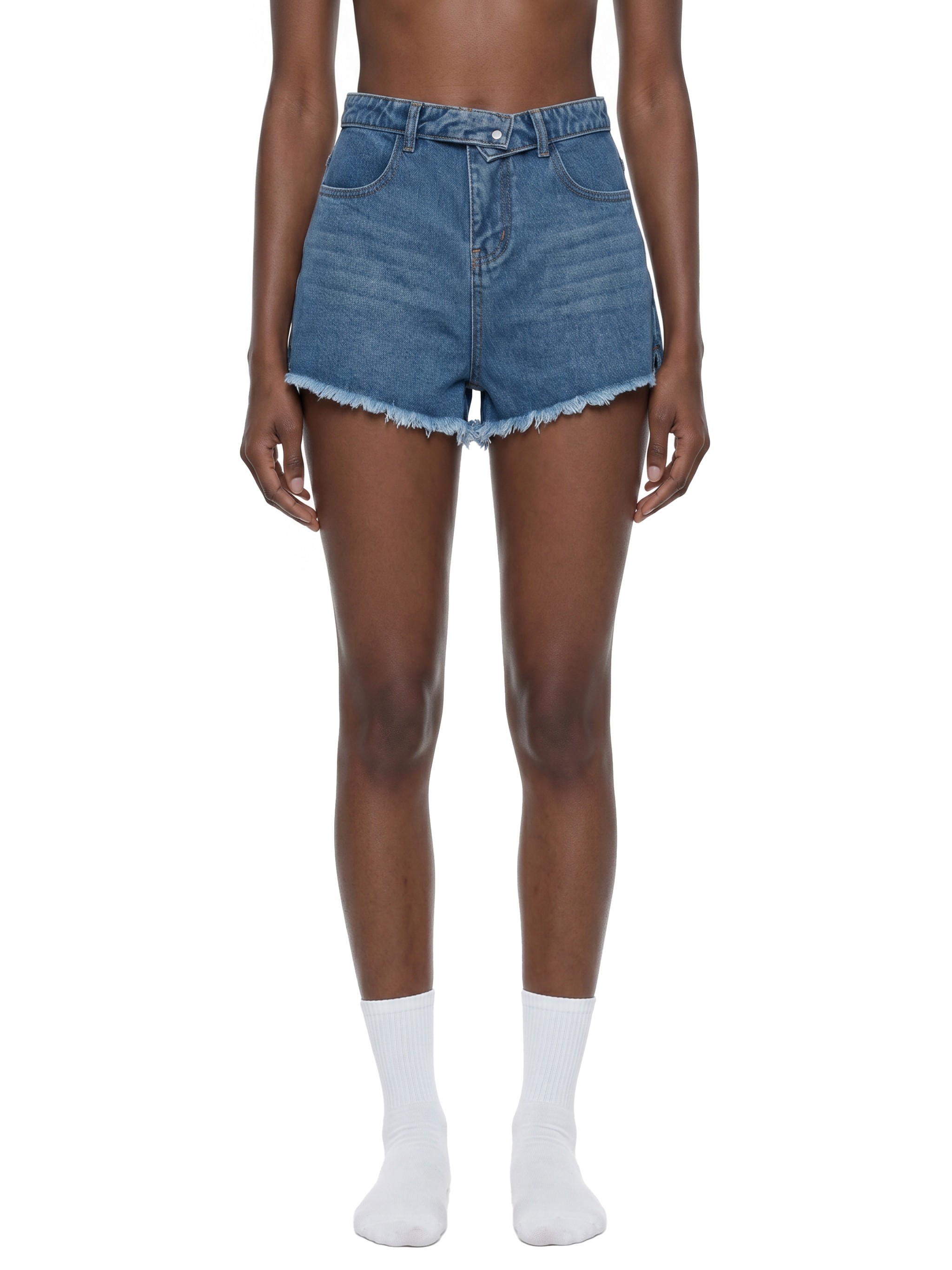 Vintage Wash High Rise Denim Shorts