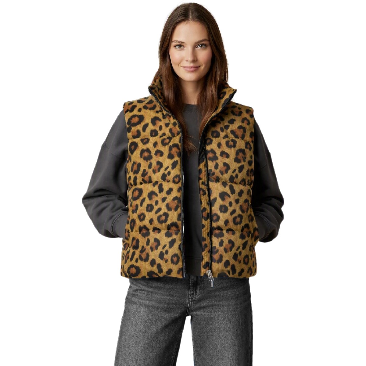 Leopard Quilted Puffer Vest.