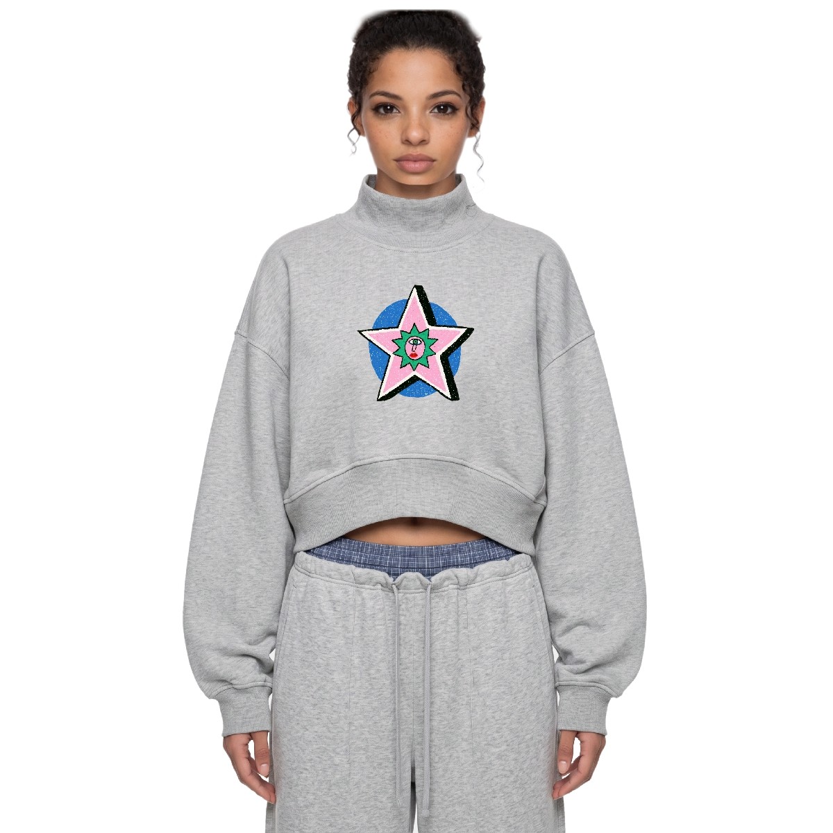 Women's Crop Mock Neck Sweatshirt