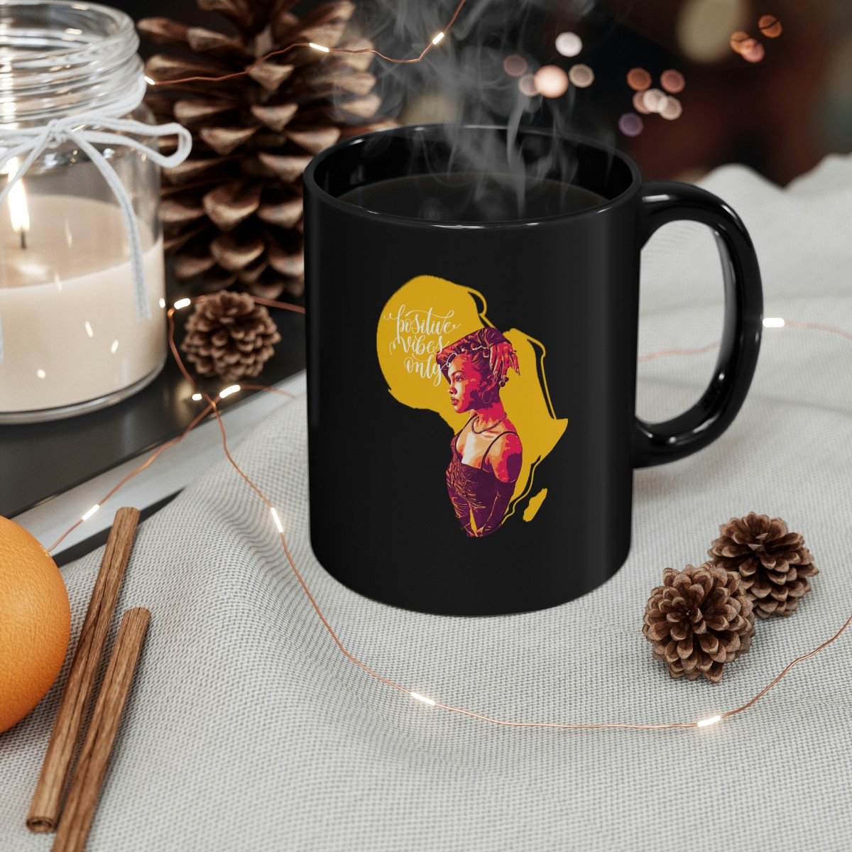 Positive Vibes only (Africa) - Black Mug