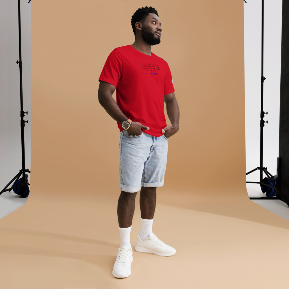 Pedahzur Bvine Designs Unisex t-shirt Matthew 11: 28 When you are feeling down and out there is hope in Jesus