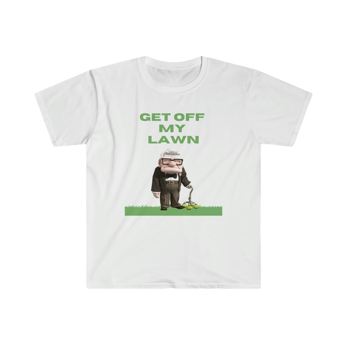 Get Off My Lawn Unisex Softstyle T-Shirt (Green Lettering)