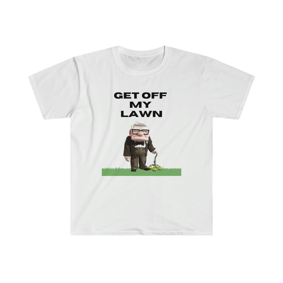 Get Off My Lawn Unisex Softstyle T-Shirt (Brown Letter)