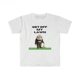 Get Off My Lawn Unisex Softstyle T-Shirt (Brown Letter)