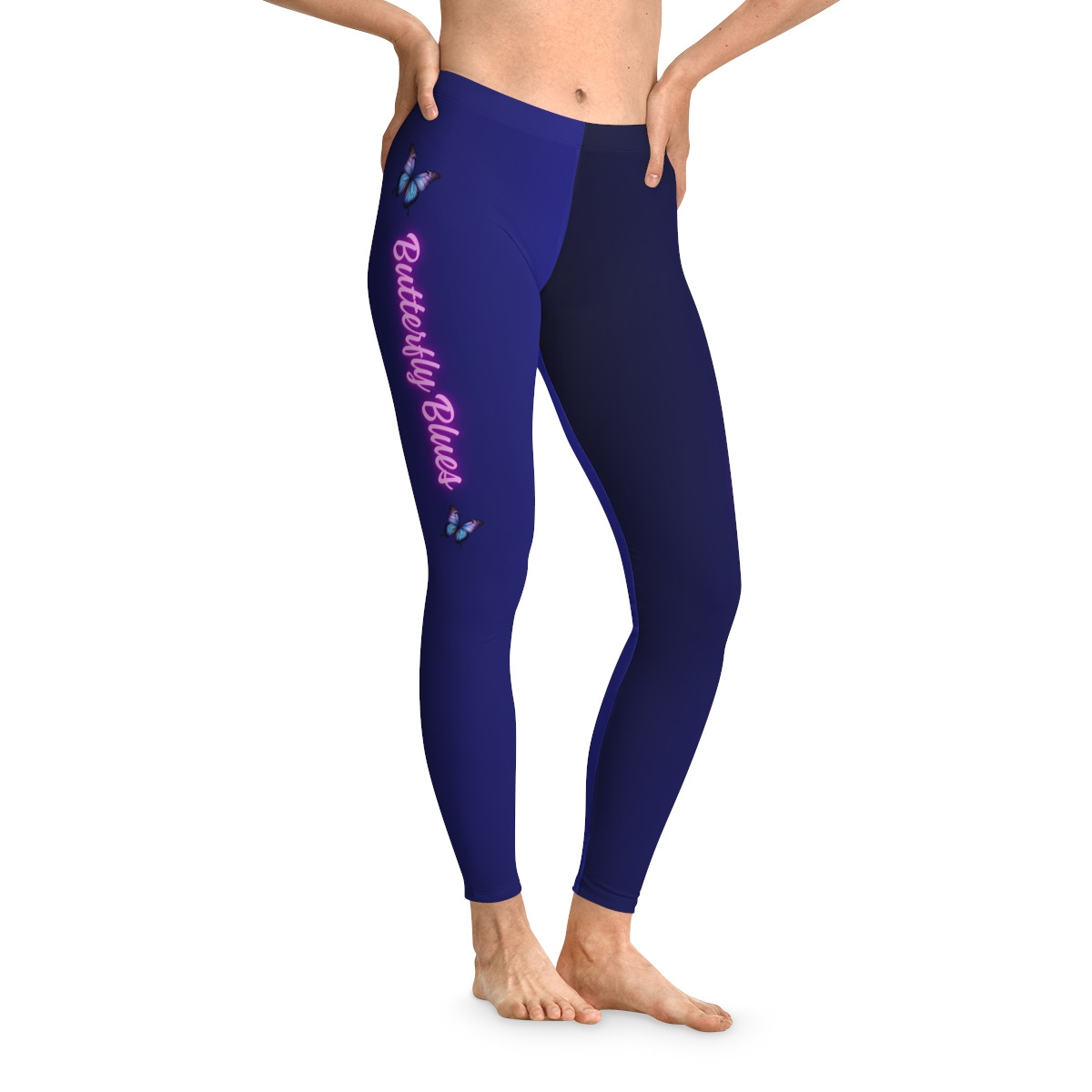 Anastasia's Butterfly Blues Leggings - Stretchy All-Over Print with Signature Song Lyrics - Navy