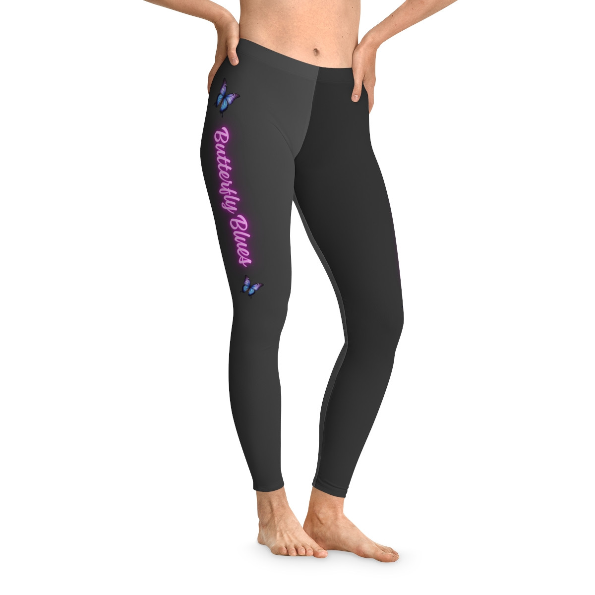 Anastasia's Butterfly Blues Leggings - Stretchy All-Over Print with Signature Song Lyrics - Black