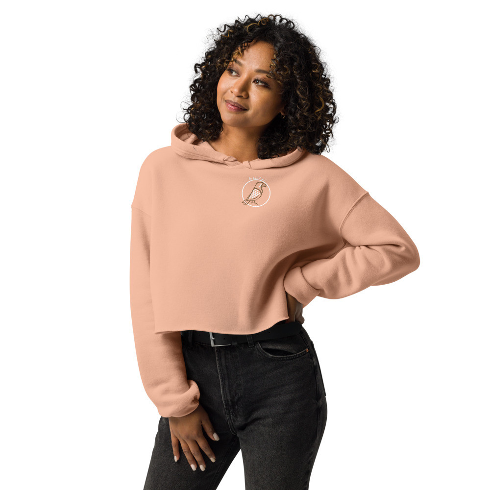 Crop Hoodie White Logo